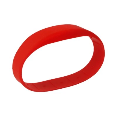 Перезаписываемый RFID браслет T5577 “OFFICE TEMIC” красный, без застежки